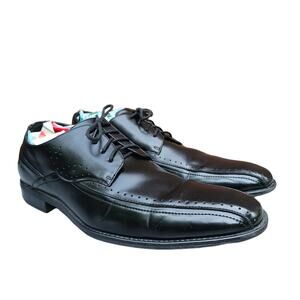 Black Dress Shoes Stacy Adams Halliwell Size 14 Leather Lined Lace Up Oxfords